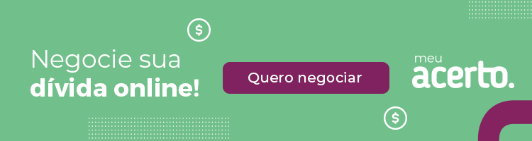banner verde com o escrito Negocie sua dívida e um botão roxo escrito Quero negociar