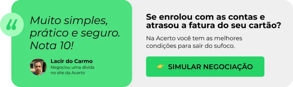 Banner convidando o leitor a simular uma negociação para quitar a fatura atrasada.